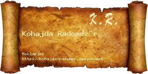 Kohajda Radomér névjegykártya